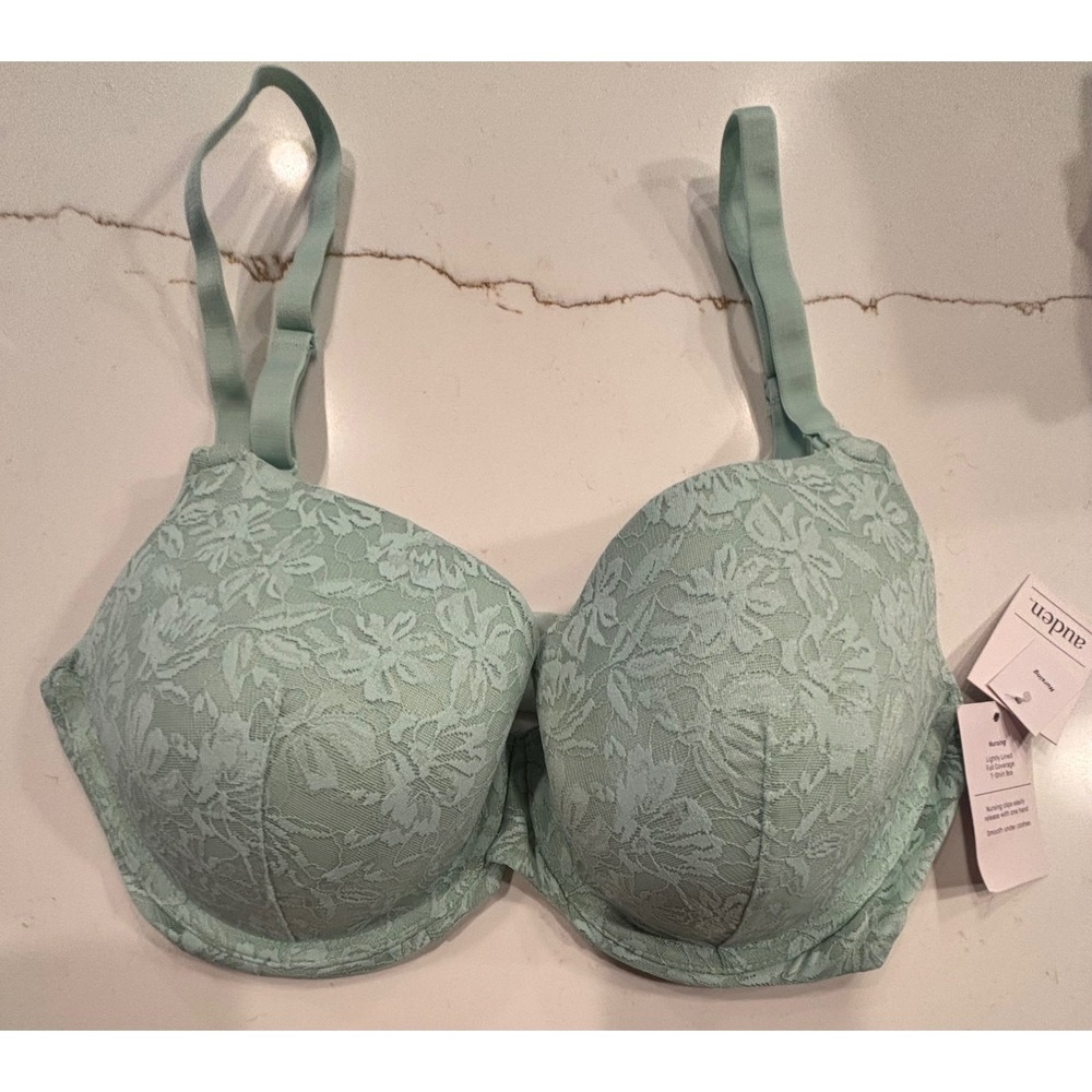 Auden 34DD Nursing T-Shirt Bra Women Mint Green Lace NWT